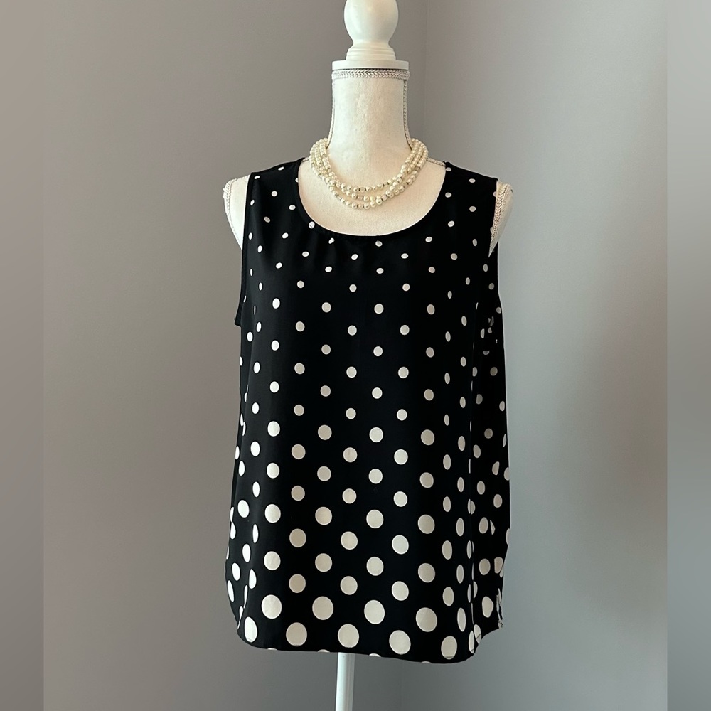 TALBOTS WOMENS SIZE LP BLACK & WHITE TANK TOP 100% Polyester